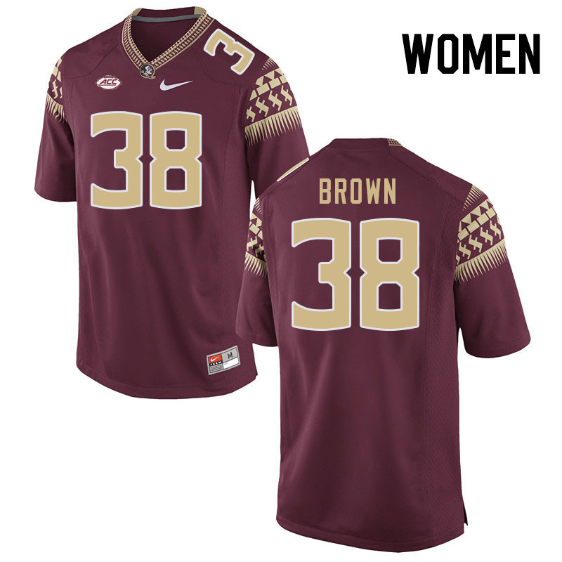 Women #38 Shyheim Brown Florida State Seminoles College Football Jerseys Stitched-Garnet